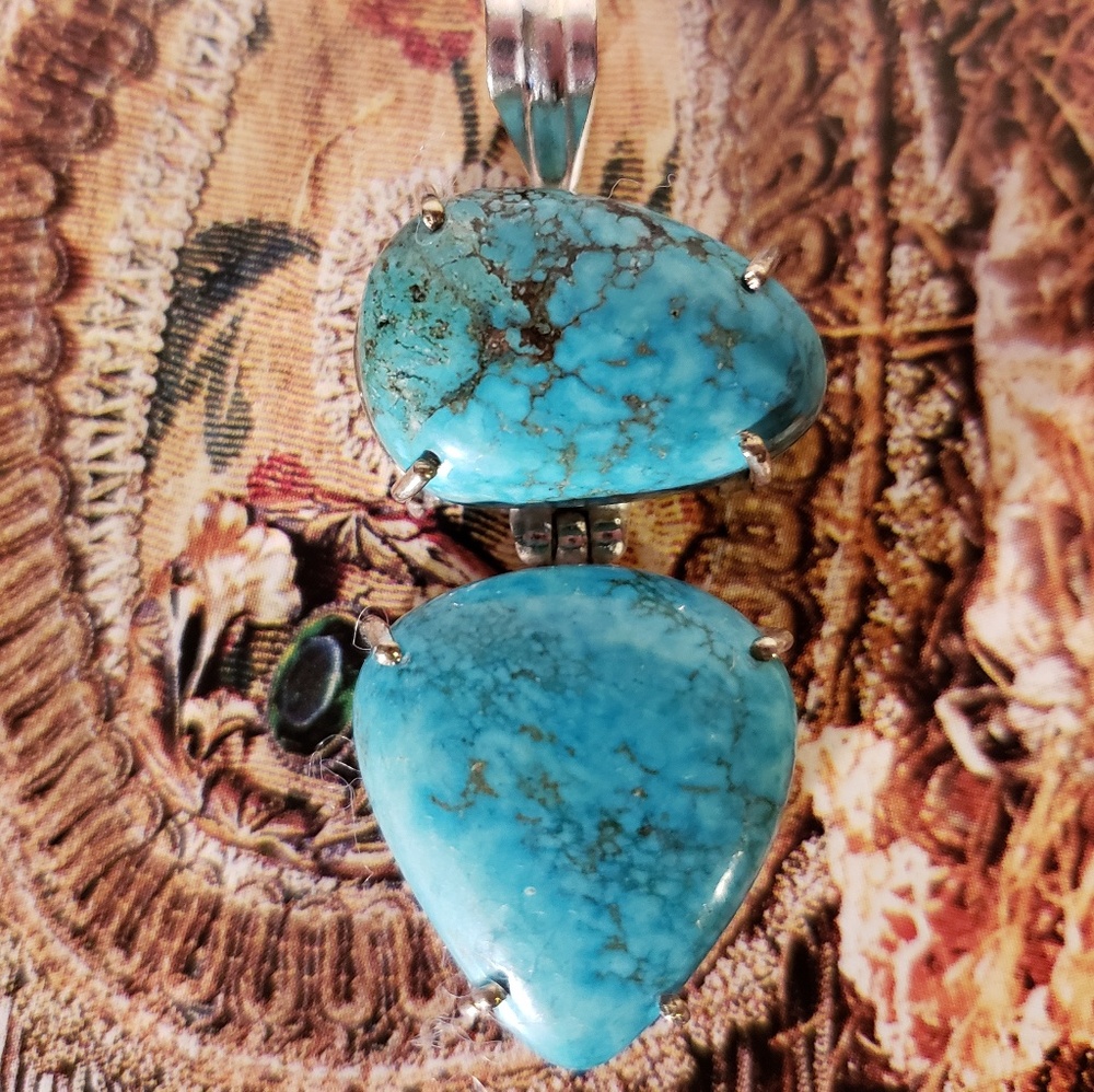 Turquoise Sterling Silver .925 Chain & Pendant